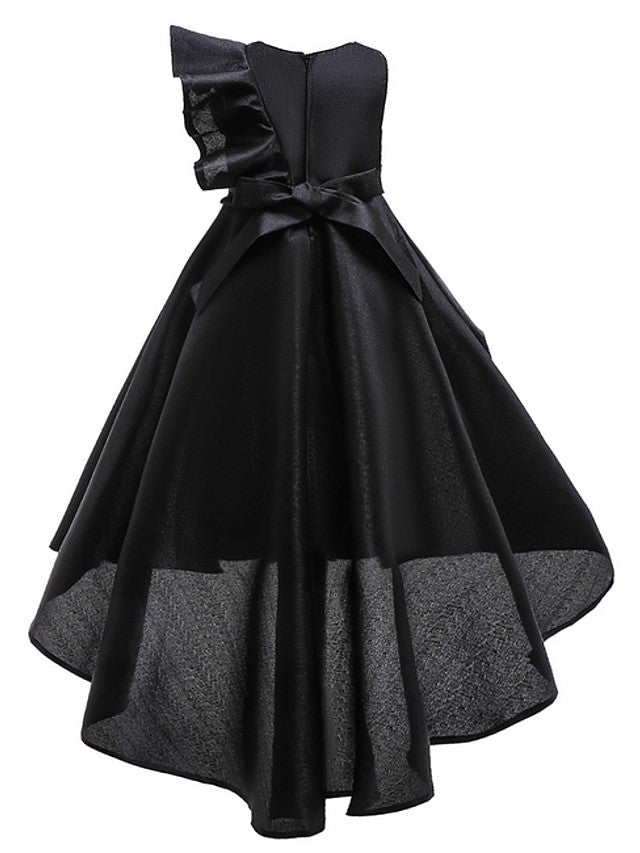 Beautiful A-Line Hi-Lo Flower Girl Dress With Bow Ruffles-BallBride