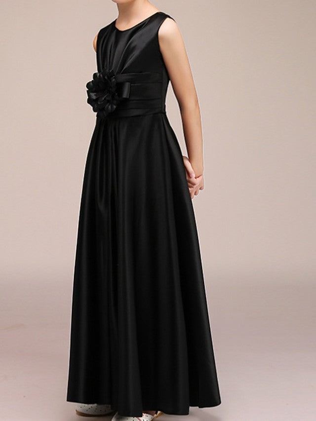 Beautiful A-Line Sleeveless Jewel Neck Floor Length Flower Girl Dresses with Pleats-BallBride