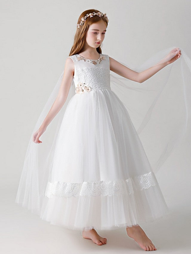 Beautiful Ball Gown Dress With Crystals Appliques For Flower Girl Ankle Length Tulle-BallBride