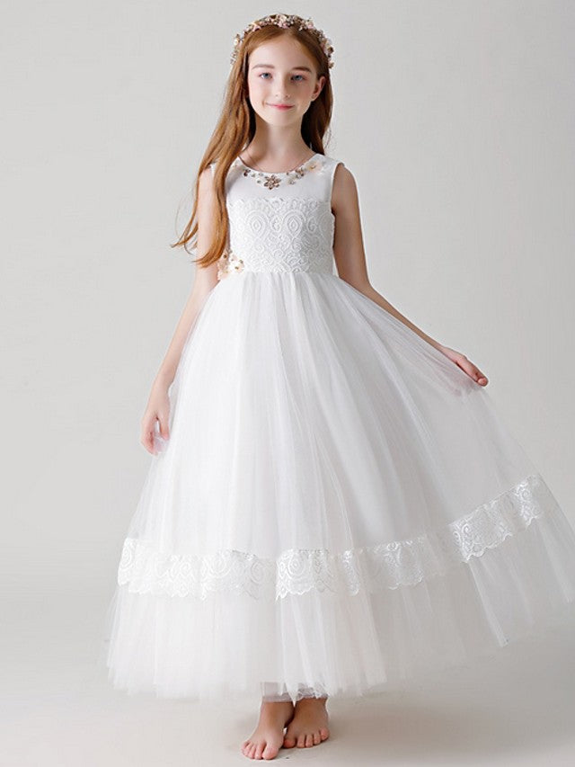 Beautiful Ball Gown Dress With Crystals Appliques For Flower Girl Ankle Length Tulle-BallBride