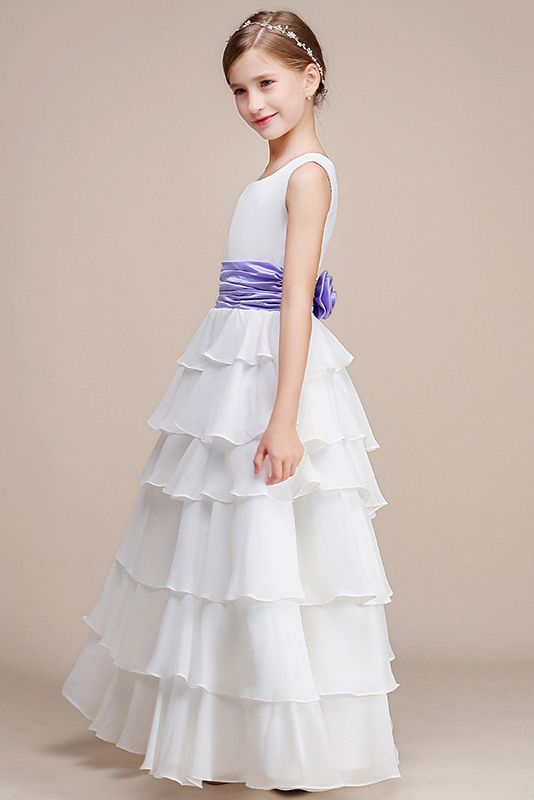 Beautiful Jewel Ankle Length Flower Girl Dress-BallBride