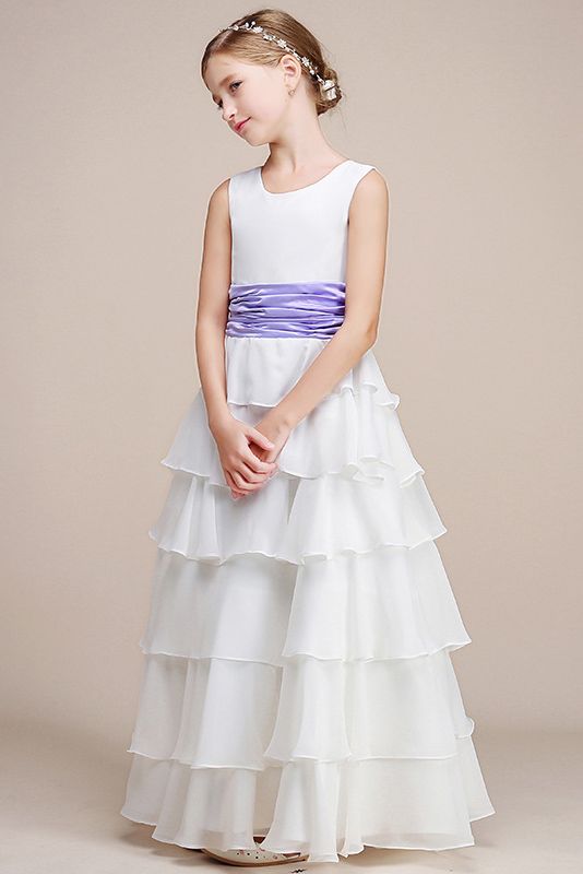 Beautiful Jewel Ankle Length Flower Girl Dress-BallBride