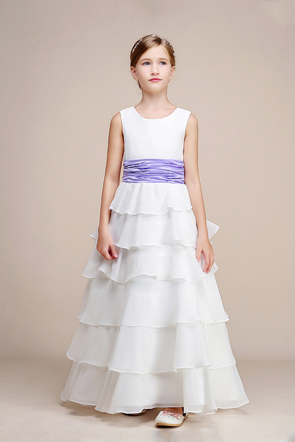 Beautiful Jewel Ankle Length Flower Girl Dress-BallBride