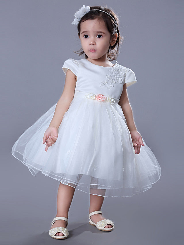 Beautiful Jewel Ball Gown Flower Girl Dress with Satin Tulle and Beadings Embroidery-BallBride