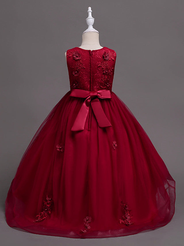 Beautiful Jewel Lace Tulle Flower Girl Dress with Appliques Crystals-BallBride
