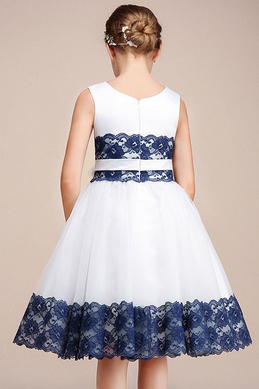 Beautiful Jewel Sleeveless Flower Girl Dress with Handmade Flowers-BallBride