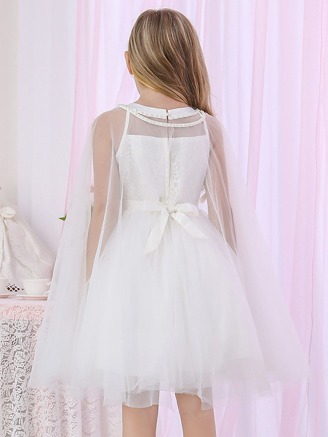 Beautiful Lace Satin Flower Girl Dress With Pearls Beadings-BallBride