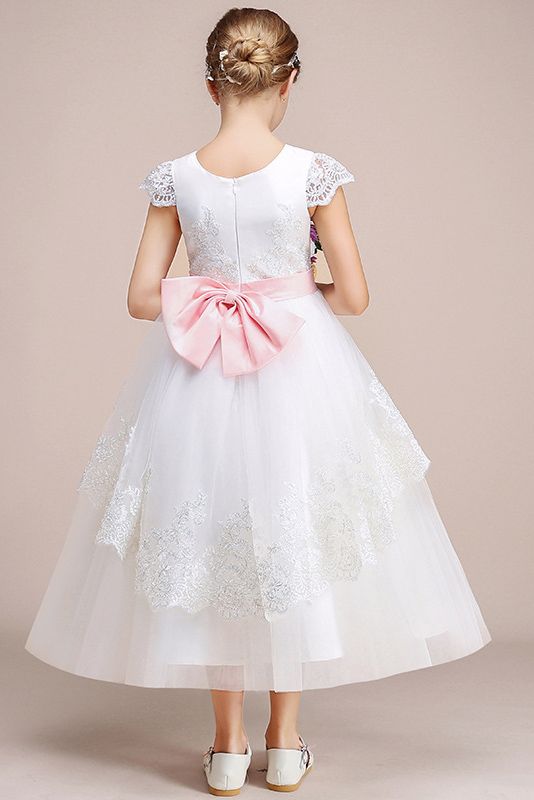 Beautiful Lovely Jewel Cap Sleeves Flower Girl Dress Tulle-BallBride