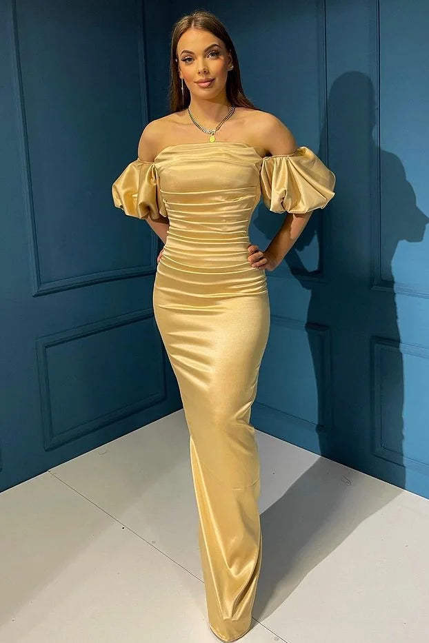 Beautiful Off-the-Shoulder Mermaid Evening Dress Long Short Sleeve-BallBride