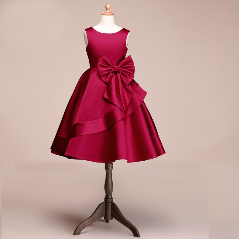 Beautiful Satin Jewel Knee Length Flower Girl Dress-BallBride