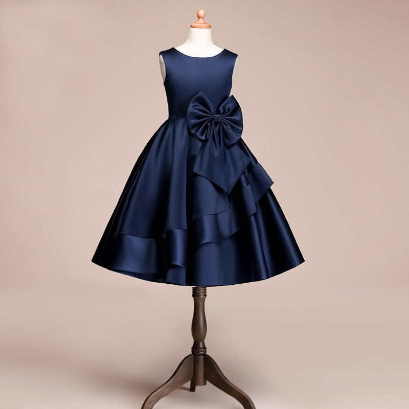 Beautiful Satin Jewel Knee Length Flower Girl Dress-BallBride