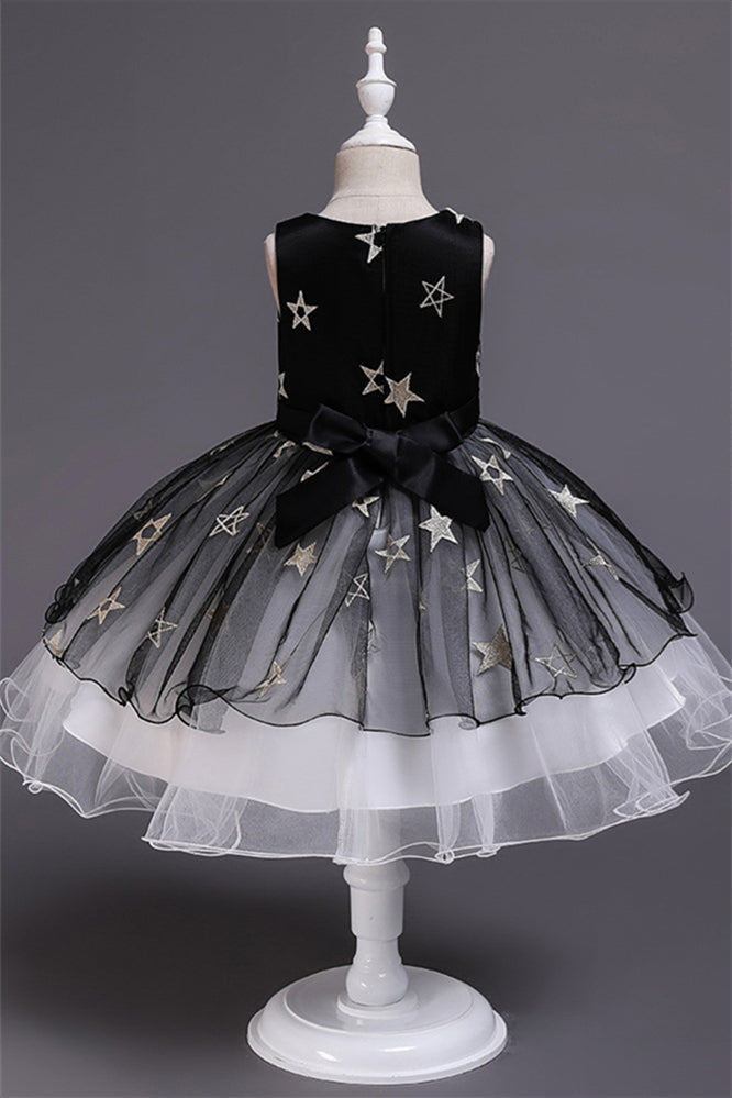 Beautiful Star Decor Sleeveless Ball Gown Tulle Flower Girl Dress-BallBride