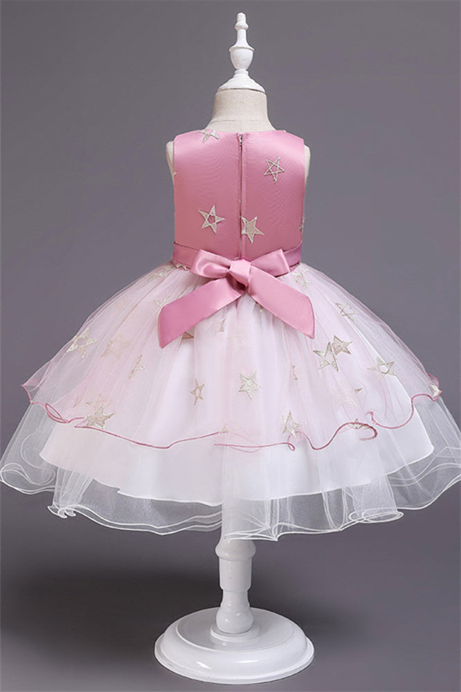 Beautiful Star Decor Sleeveless Ball Gown Tulle Flower Girl Dress-BallBride
