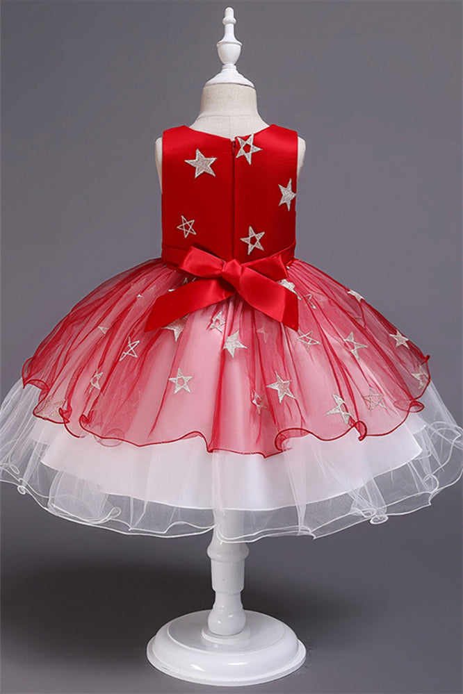Beautiful Star Decor Sleeveless Ball Gown Tulle Flower Girl Dress-BallBride