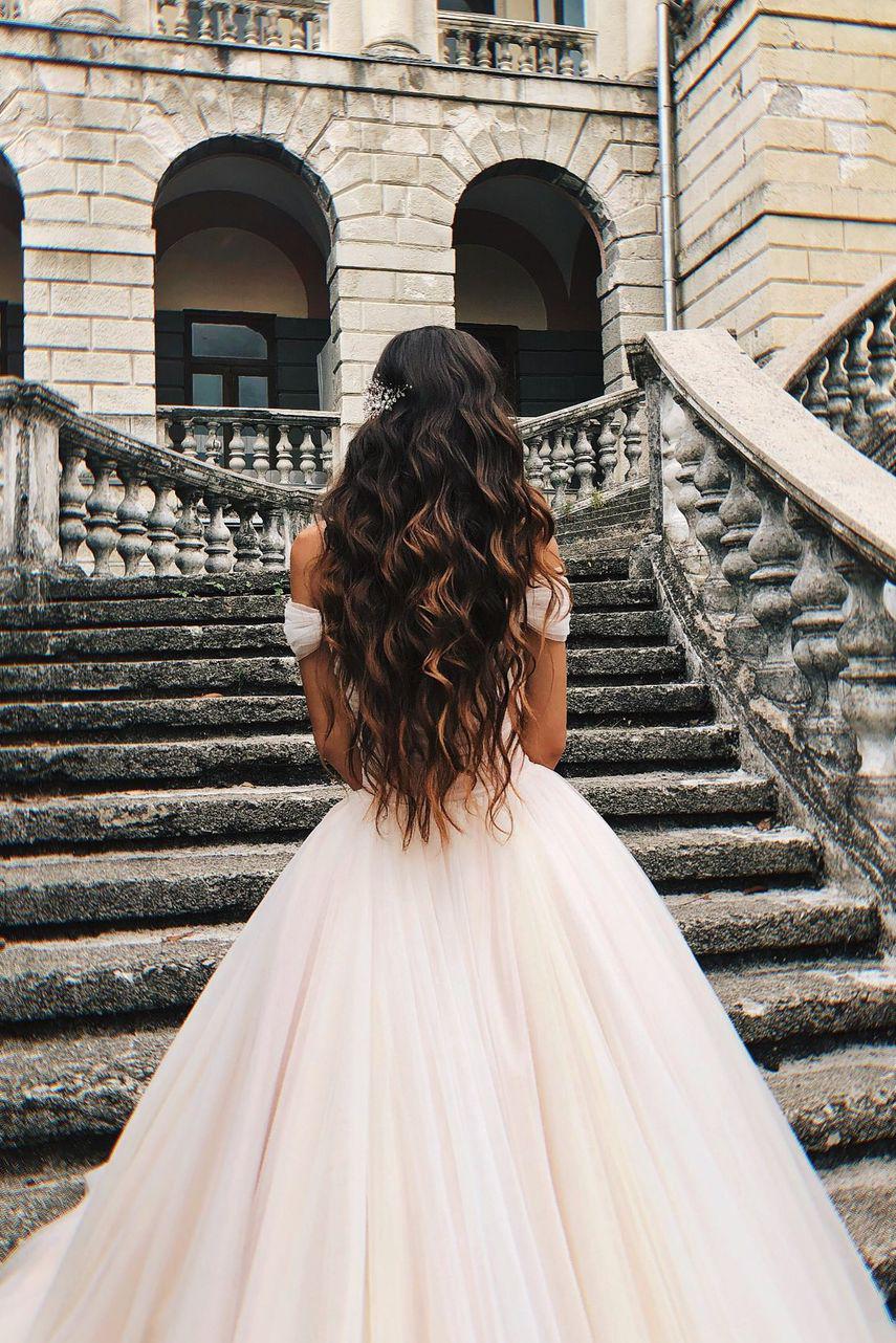Beautiful Tulle A-line Long Wedding Dress with Off-the-shoulder and Chapel Train-BallBride