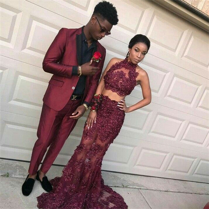 Bespoke Business Prom Suit For Man - Elegant Burgundy Dinner Formal-BallBride