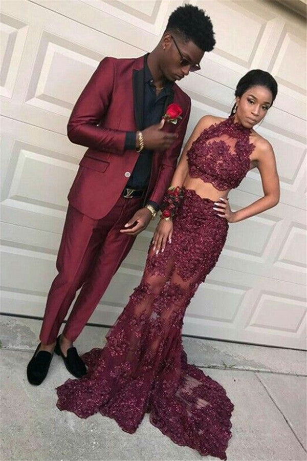 Bespoke Business Prom Suit For Man - Elegant Burgundy Dinner Formal-BallBride