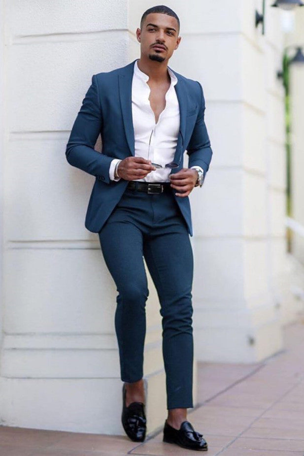 Bespoke Dark Navy Groom and Groomsmen Suits-BallBride