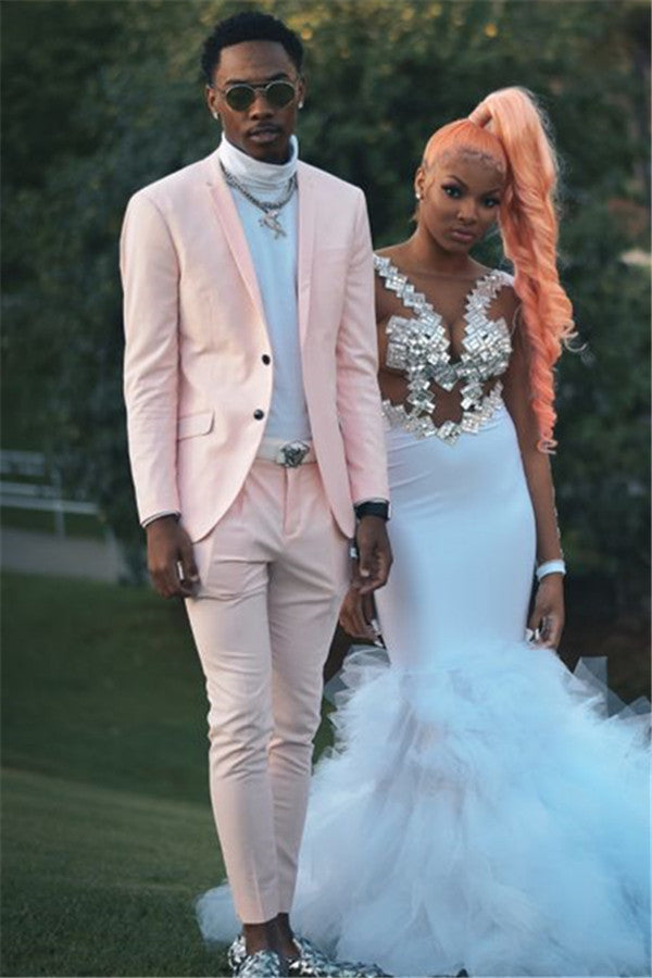 Best Fitted Pink Bespoke Wedding Suits for Groom-BallBride