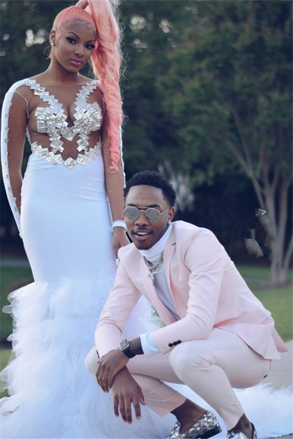 Best Fitted Pink Bespoke Wedding Suits for Groom-BallBride