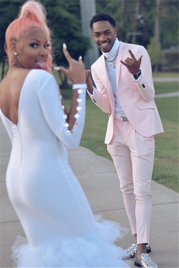 Best Fitted Pink Bespoke Wedding Suits for Groom-BallBride