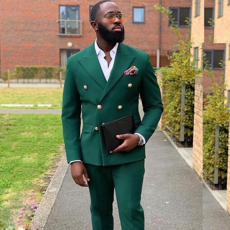 Best Prom Suits - Dark Green Peaked Lapel Double Breasted-BallBride