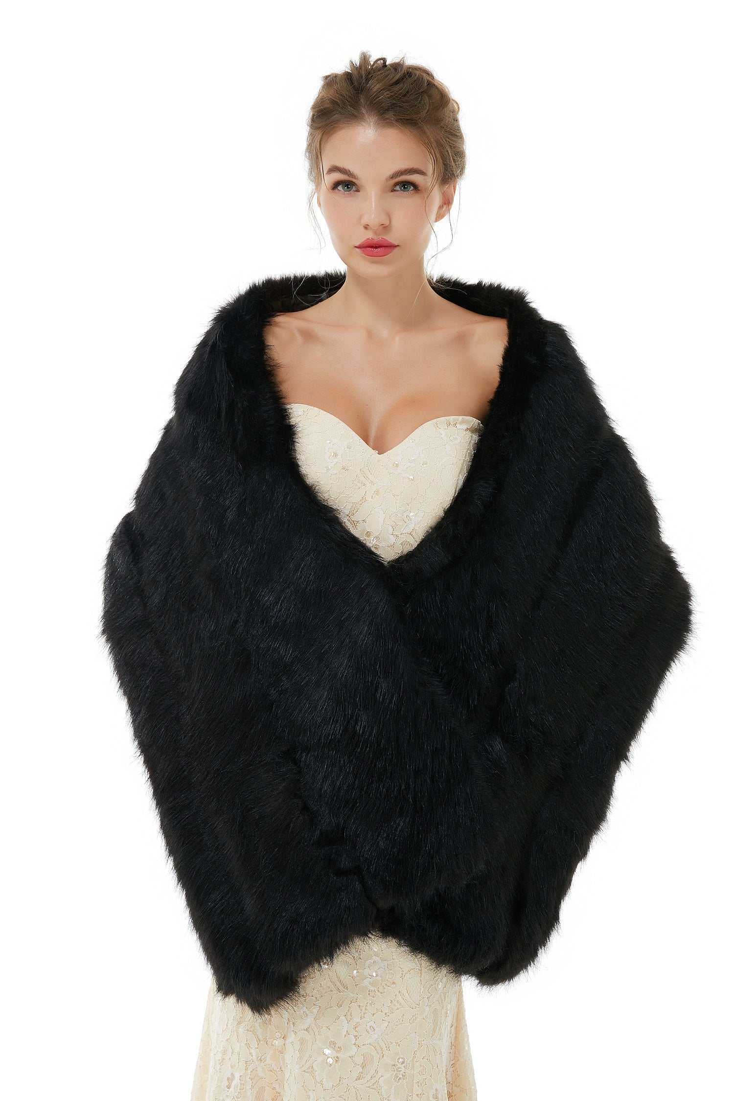 Black Faux Fur Wedding Wrap for the Perfect Bridal Look-BallBride