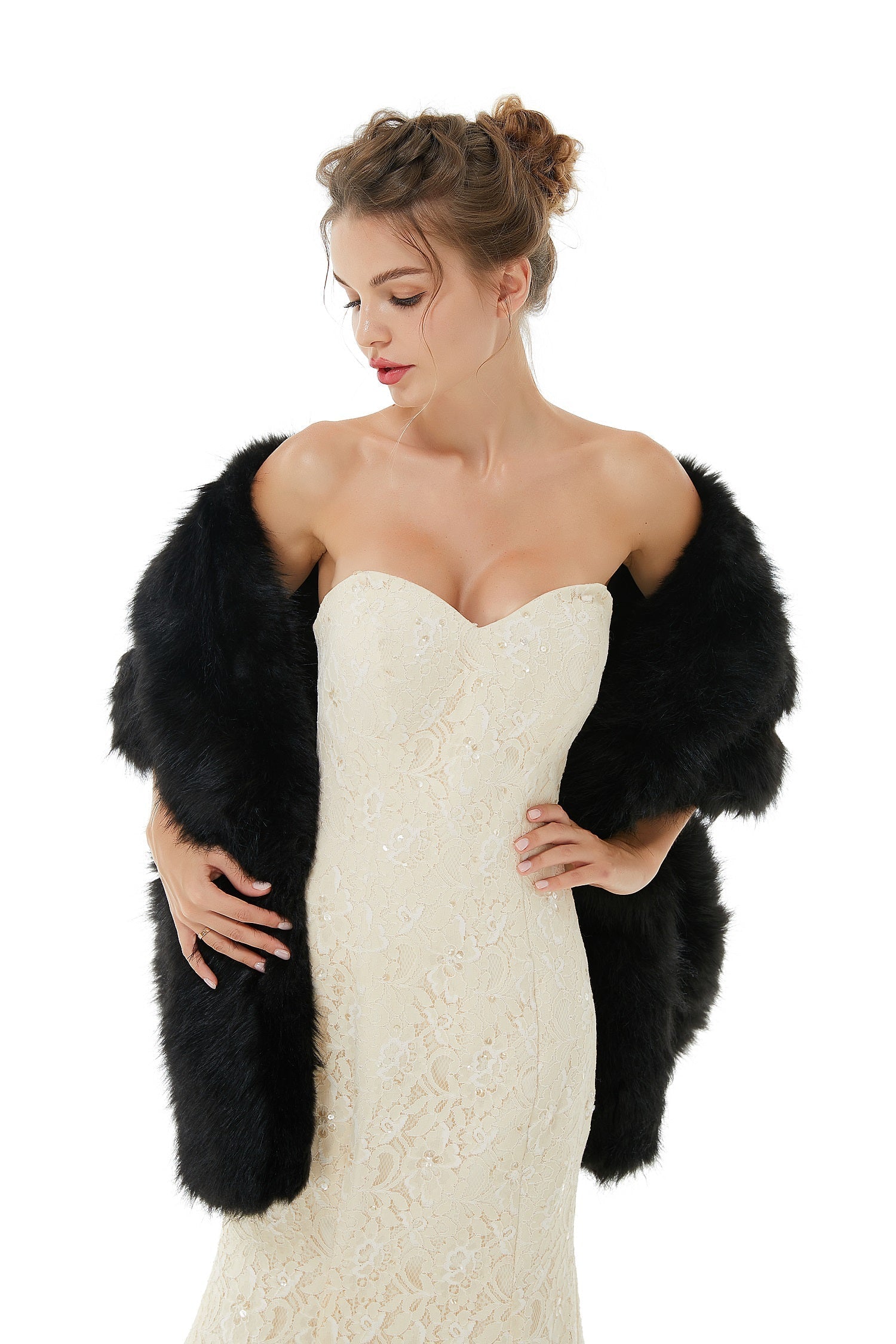 Black Faux Fur Wedding Wrap for the Perfect Bridal Look-BallBride