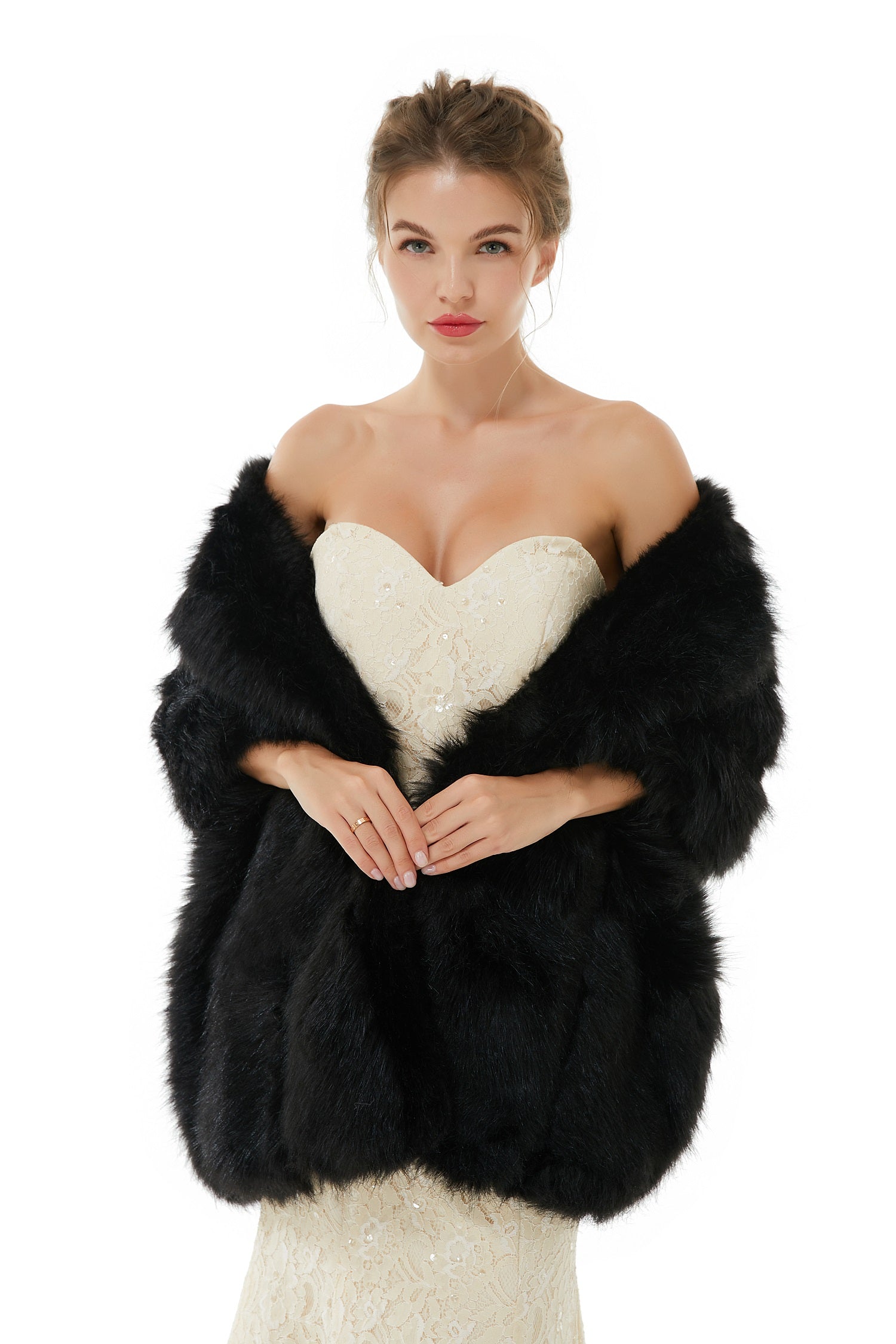 Black Faux Fur Wedding Wrap for the Perfect Bridal Look-BallBride