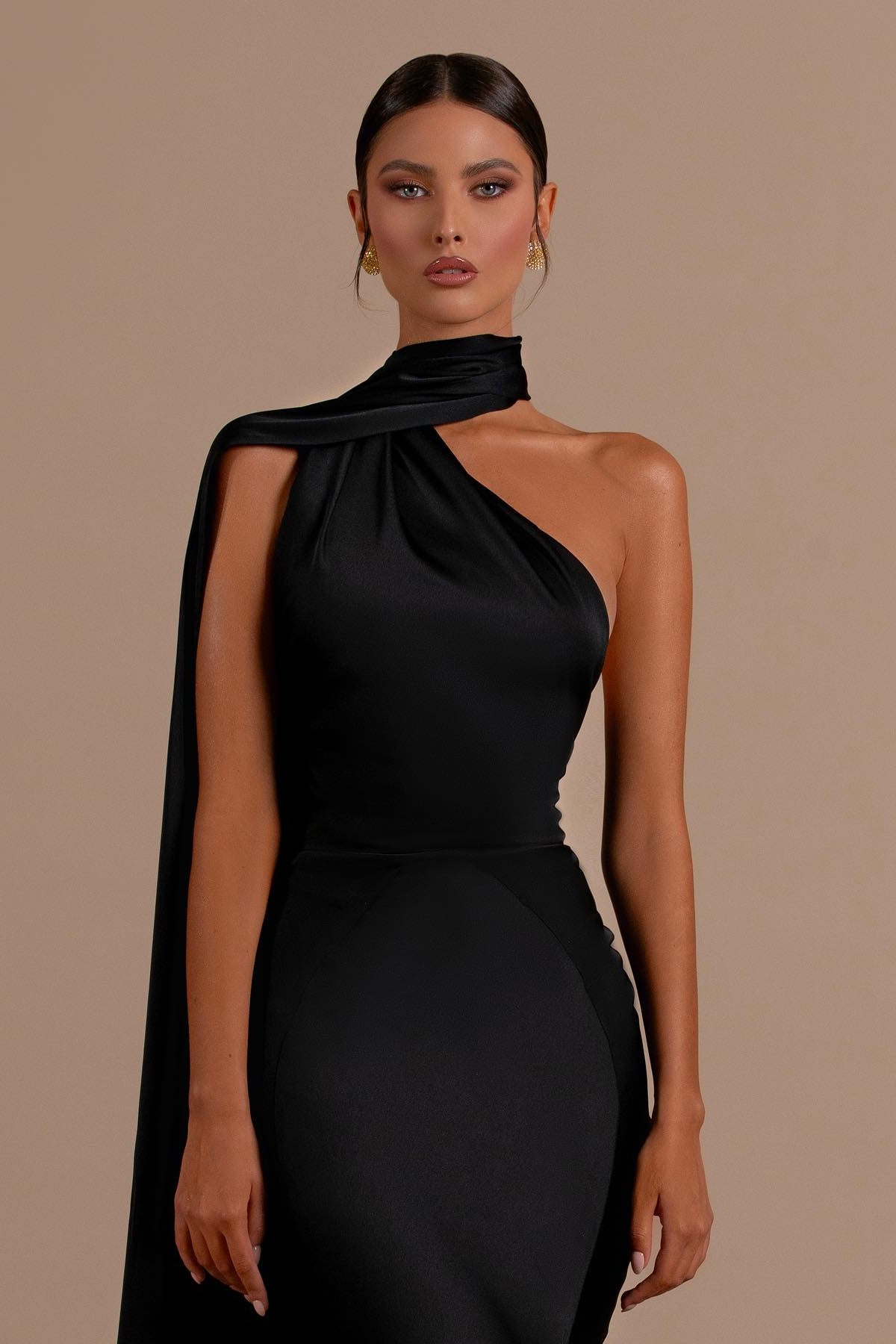 Black High Neck Mermaid Prom Dress with Open Back-BallBride