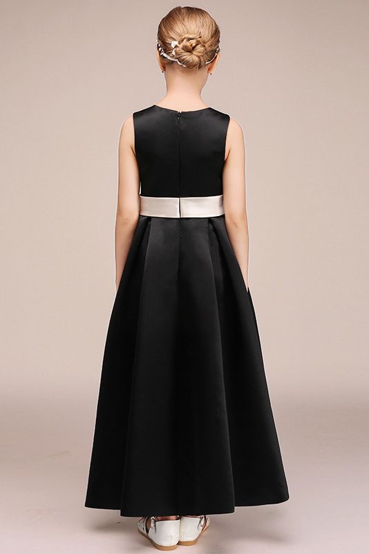 Black Jewel Sleeveless Flower Girl Dress-BallBride