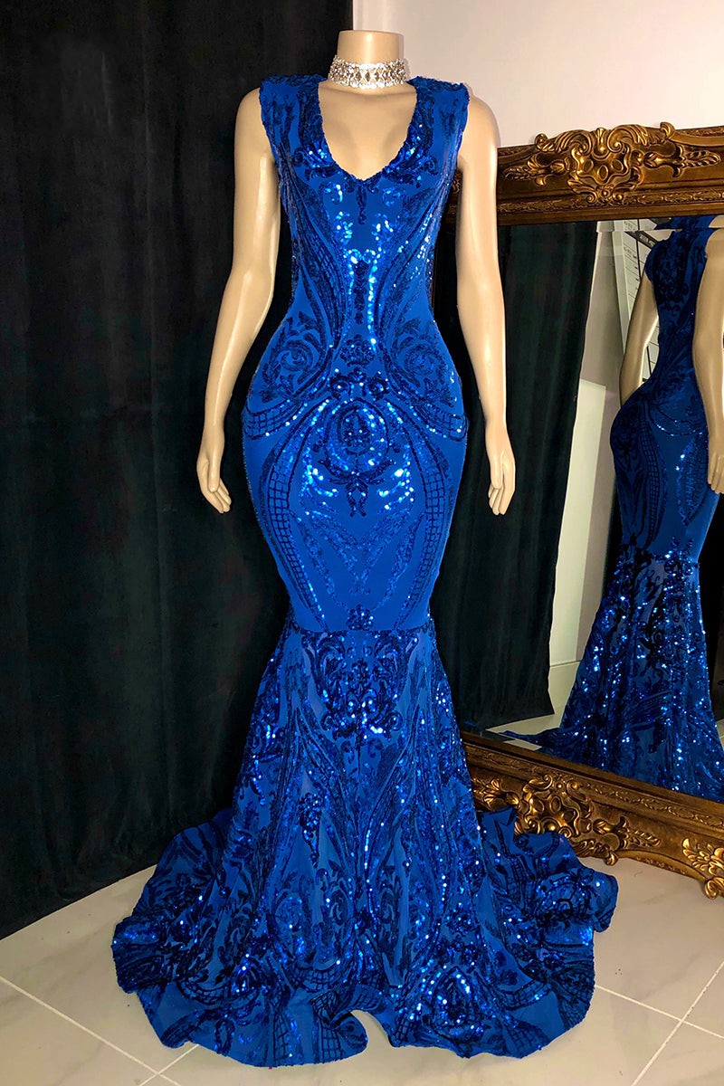 Bling Red Appliques V-Neck Sleeveless Prom Dress-BallBride