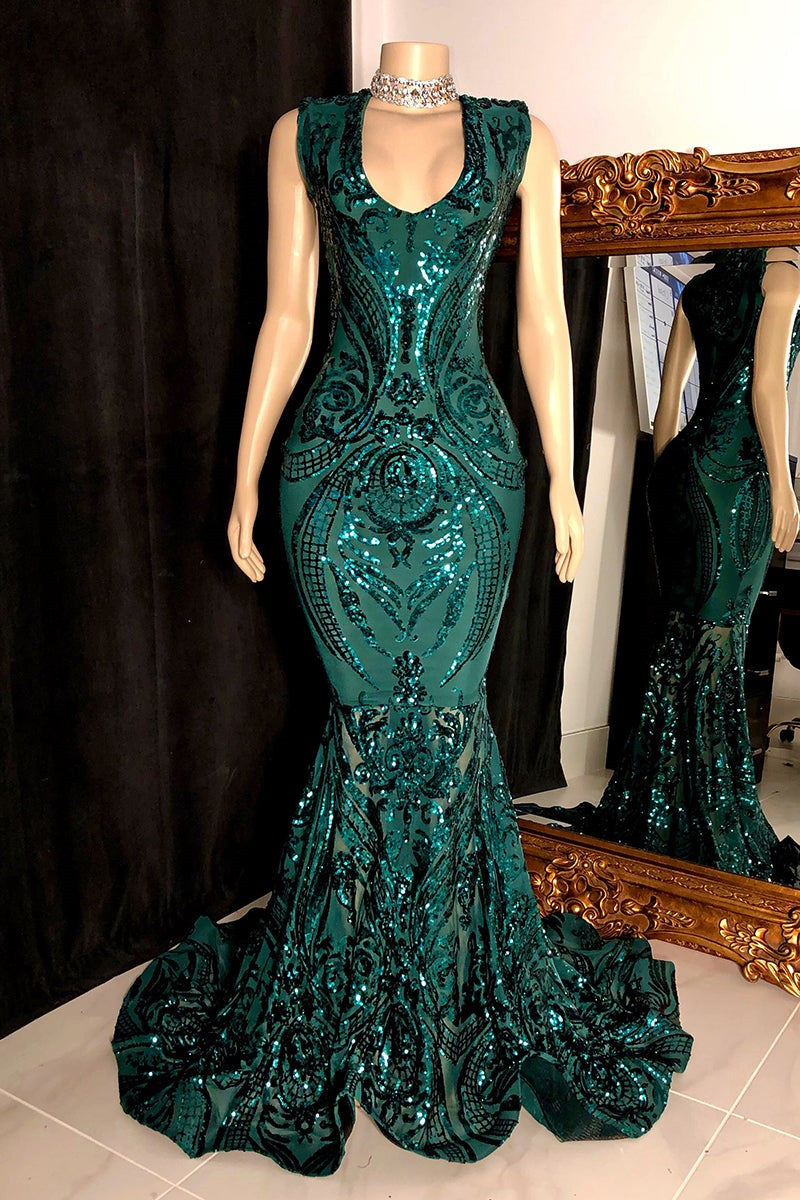 Bling Red Appliques V-Neck Sleeveless Prom Dress-BallBride