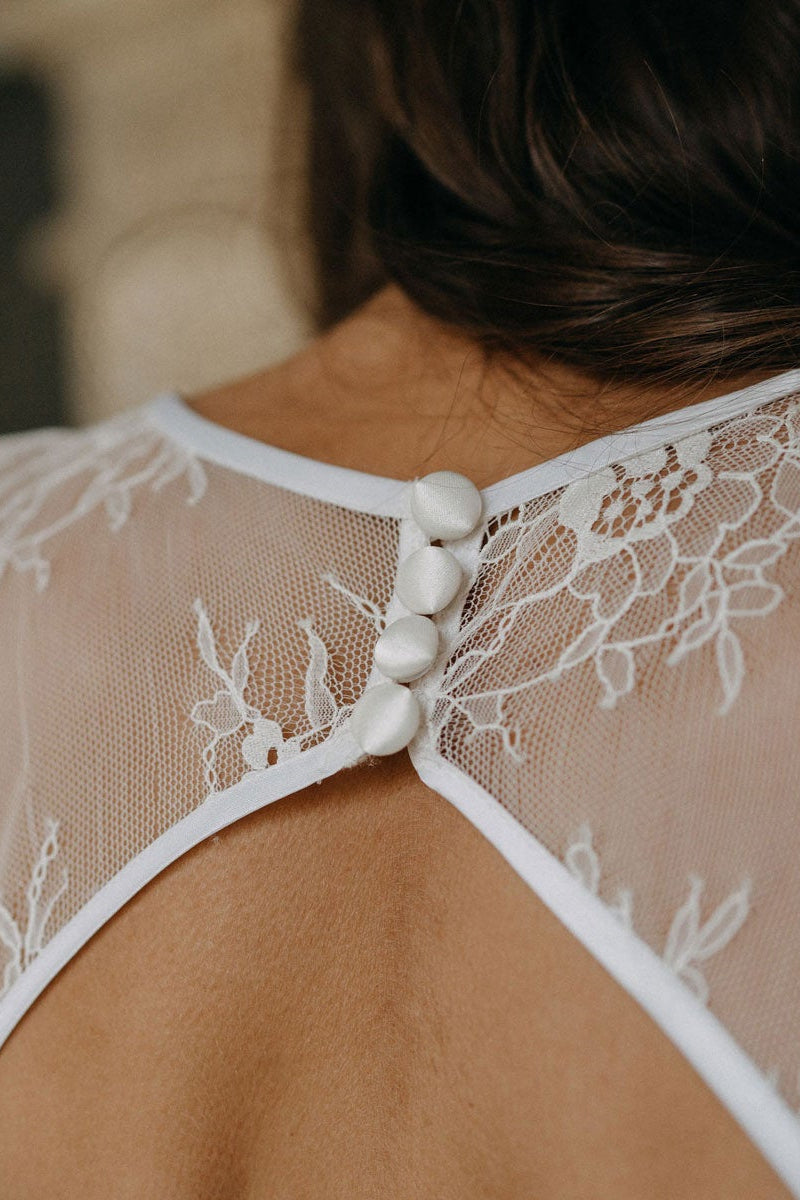 Boho Lace Chiffon Long Wedding Dress-BallBride