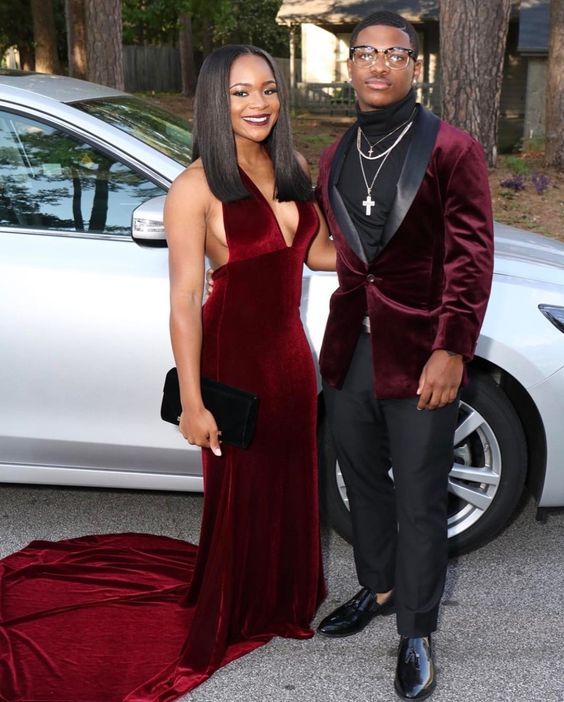Burgundy Velvet Slim Fit Shawl Lapel Party Prom Suits-BallBride