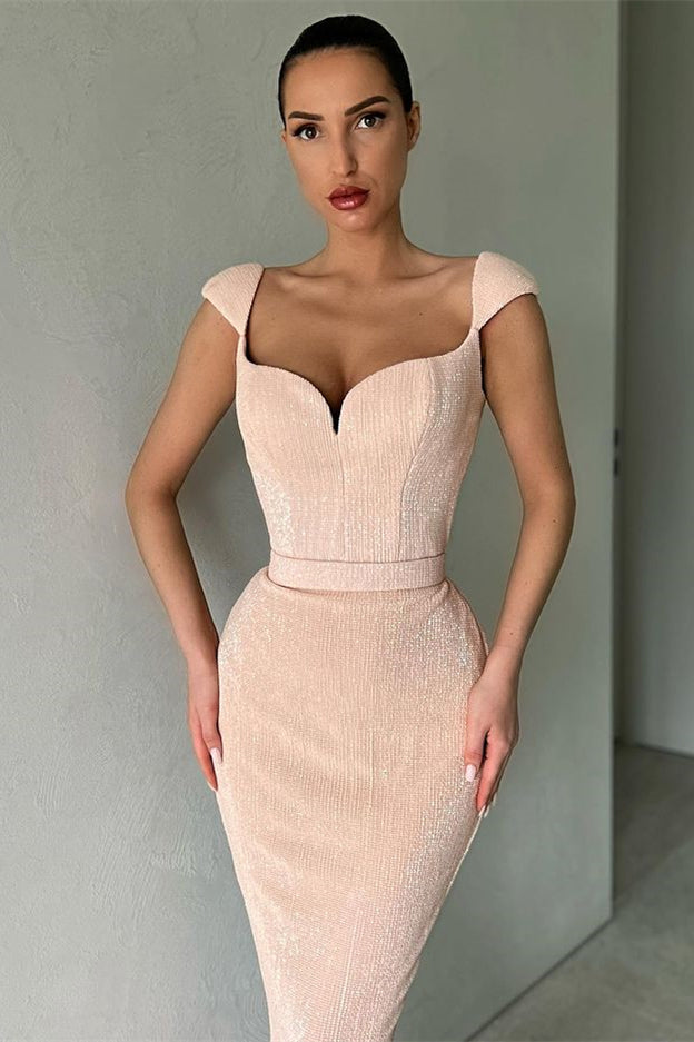 Cap Sleeves Long Mermaid Sequins Prom Dress-BallBride