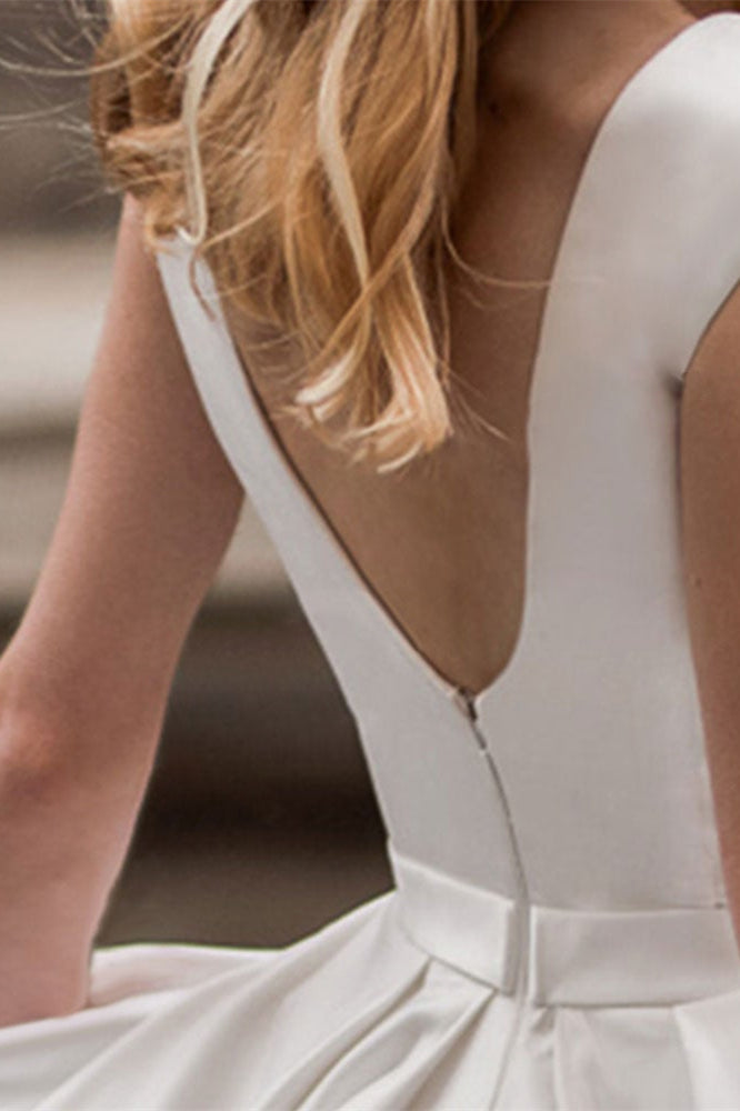 Cap Sleeves Wedding Dress With Pockets-BallBride