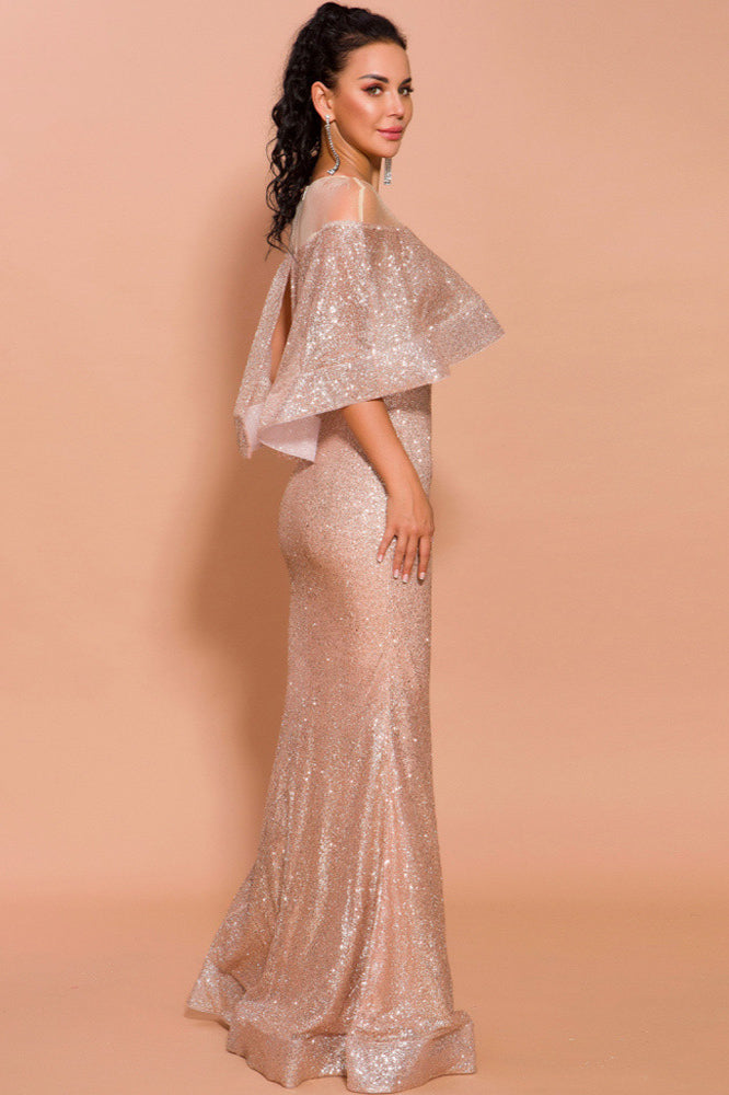 Charming Illussion Sequins Mermaid Long Prom Dress With Ruffles Online-BallBride