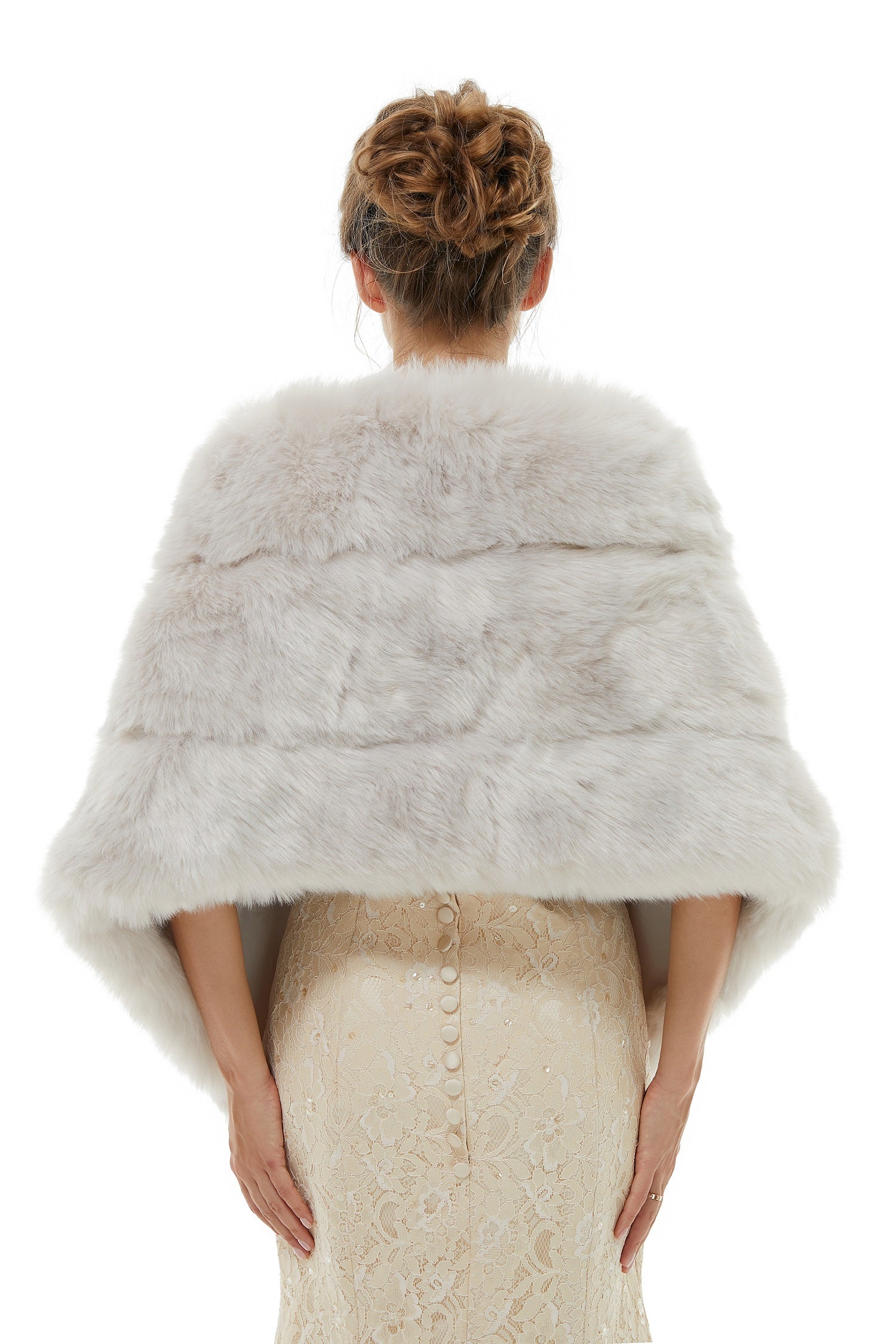 Charming Light Grey Faux Fur Wedding Wrap for Winter-BallBride