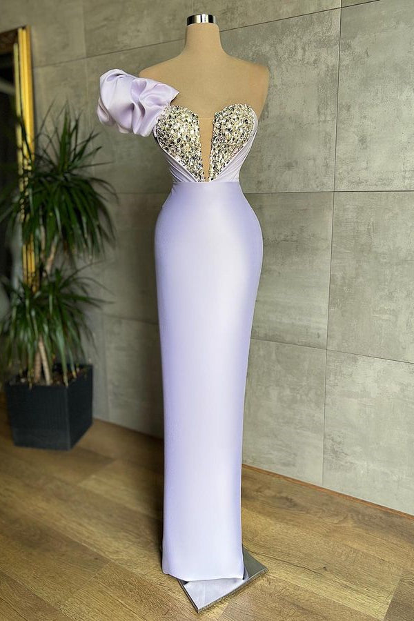 Charming Light Lilac Prom Dress with Sweetheart Neckline and Crystals-BallBride
