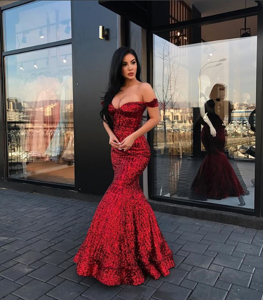 Charming Off-the-Shoulder Mermaid Sequins Prom Dresses Long-BallBride