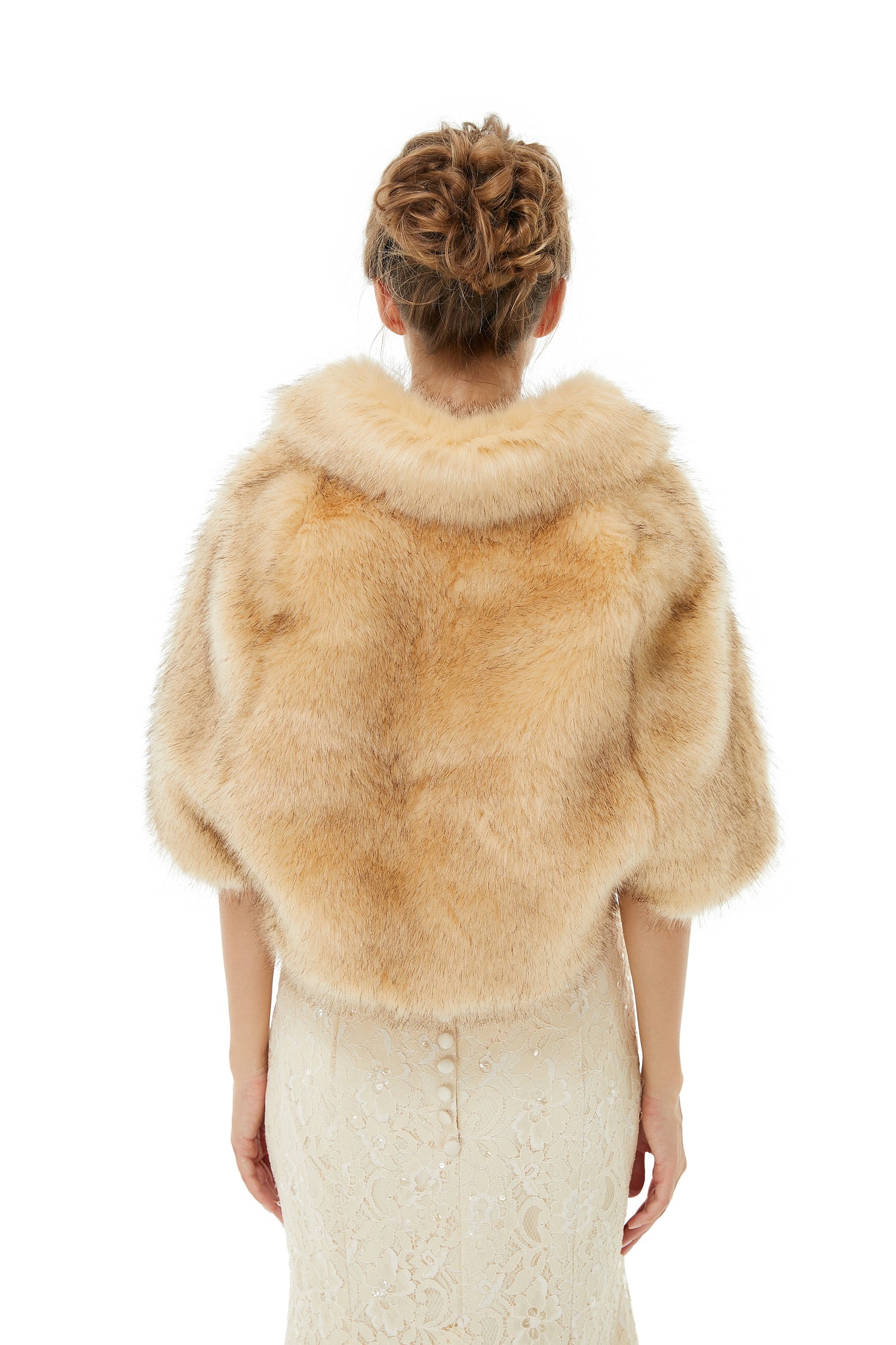 Charming Winter Faux Fur Wrap Jacket for Brides-BallBride