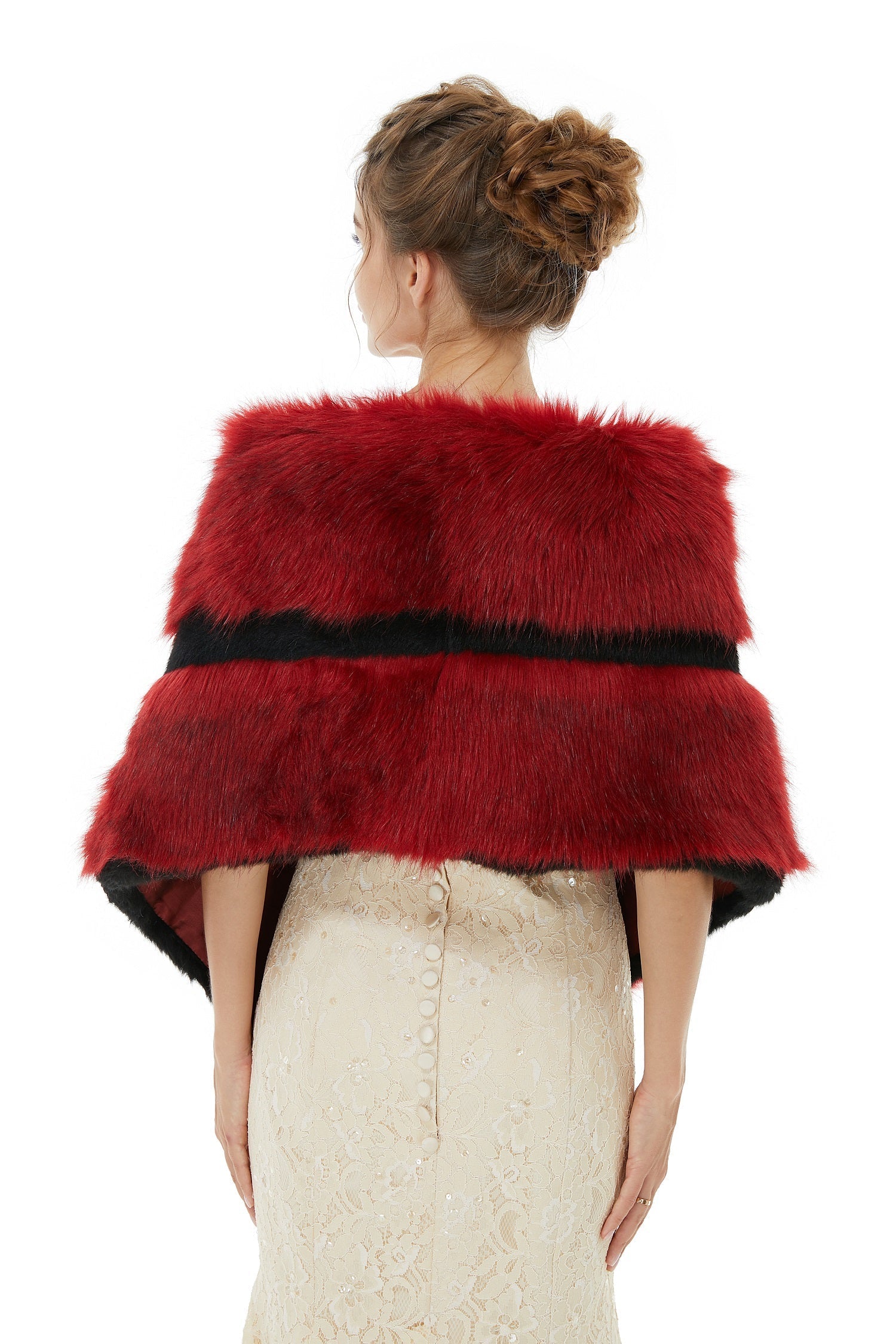 Chic Burgundy Faux Fur Wrap for Winter Weddings-BallBride