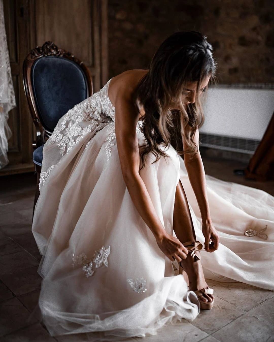 Chic Long A-line Sweetheart 3D Floral Wedding Dress with Lace Tulle-BallBride