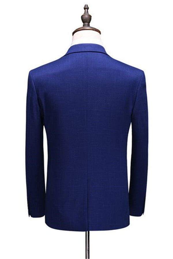 Chic Navy Blue Notched Lapel Wedding Tuxedo Slim Fit-BallBride