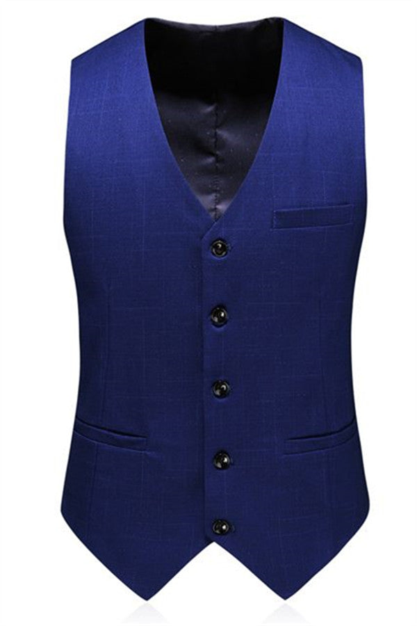 Chic Navy Blue Notched Lapel Wedding Tuxedo Slim Fit-BallBride