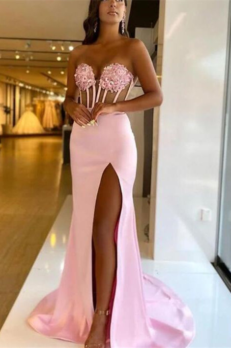 Chic Sweetheart Mermaid Evening Dress with Lace Appliques-BallBride