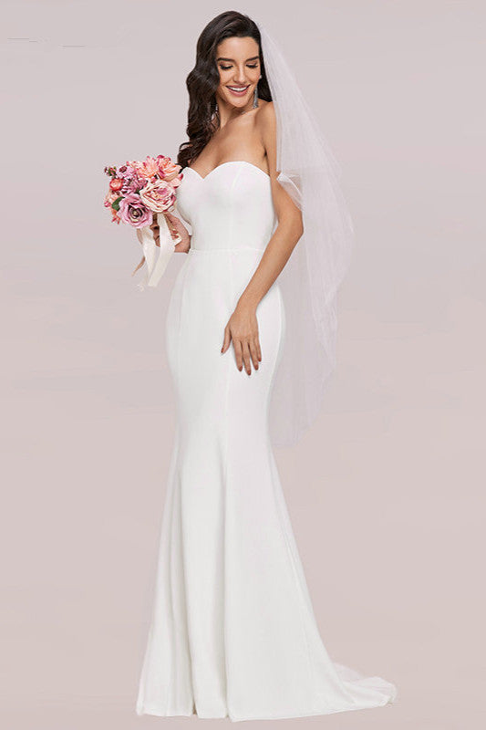 Chic Sweetheart Mermaid Long Wedding Dress-BallBride