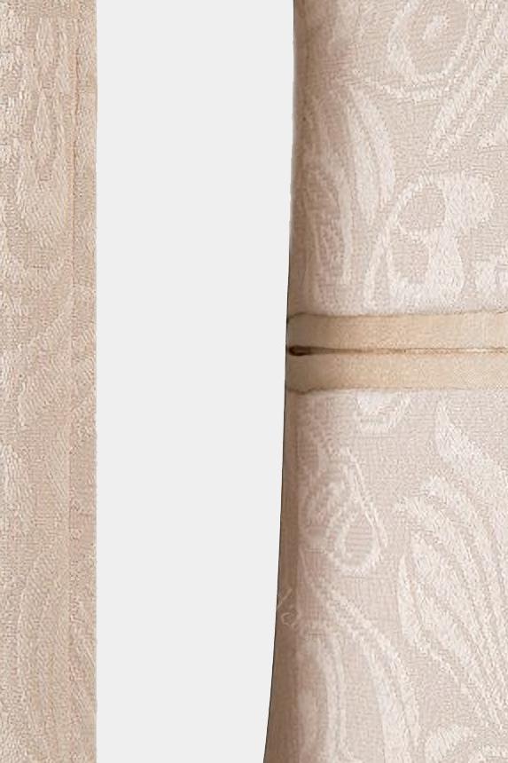 Chic White Three Pieces Jacquare Shawl Lapel Wedding Suit-BallBride