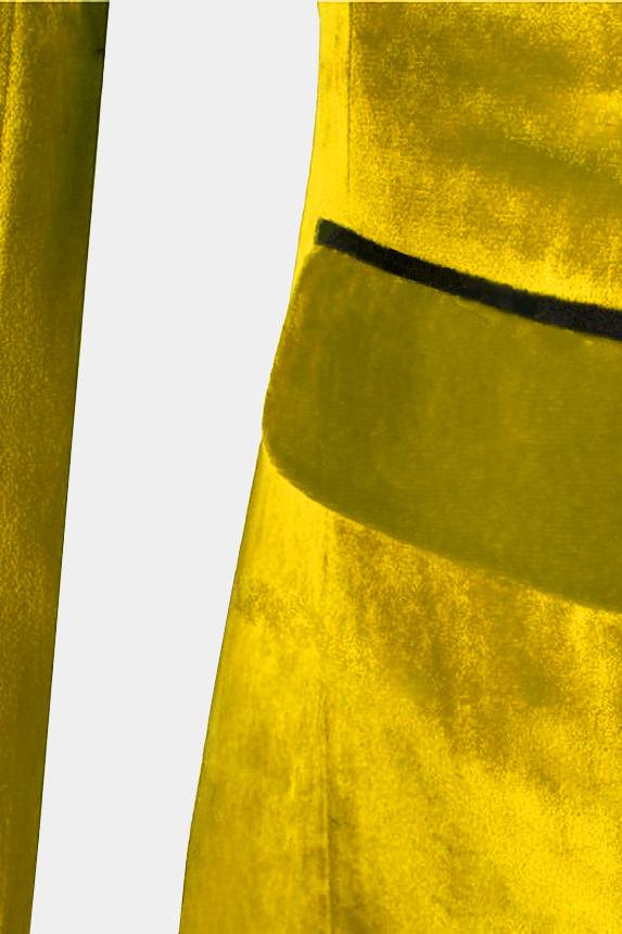 Chic Yellow Velvet Three Piece Slim Fit Tuxedo for Men-BallBride